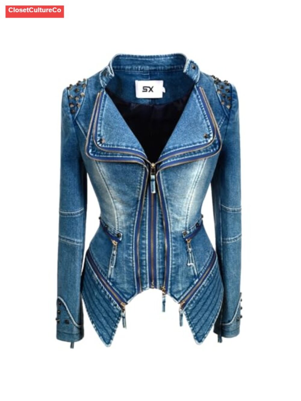 Faux Leather Moto Biker Jacket Rivet Zipper Motorcycle Outwear